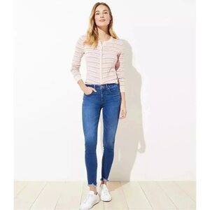 LOFT High-Rise Skinny Ankle Jeans with Chewed Hem